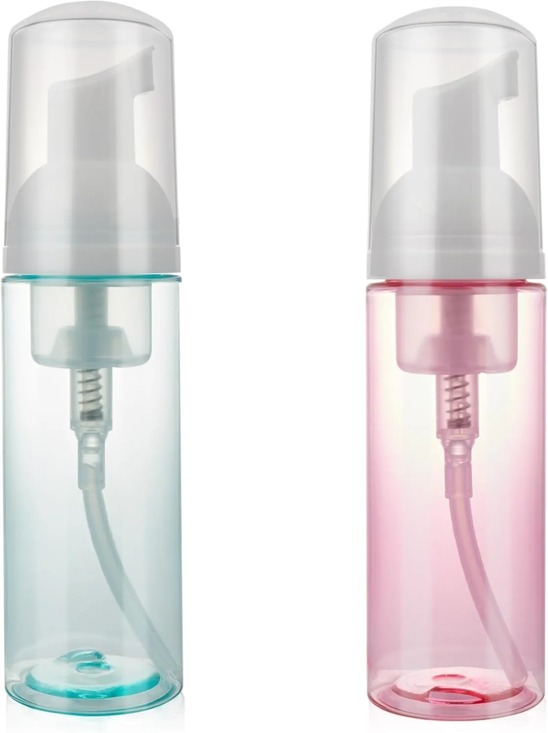 2oz Foam Pump Bottle - Travel Size Leak-Proof Mousse Containers, Plastic Clear Refillable Foaming Soap Dispenser for Hand Wash, Shampoo, Lash Cleanser | Portable & Rich Foam (2-Pack)