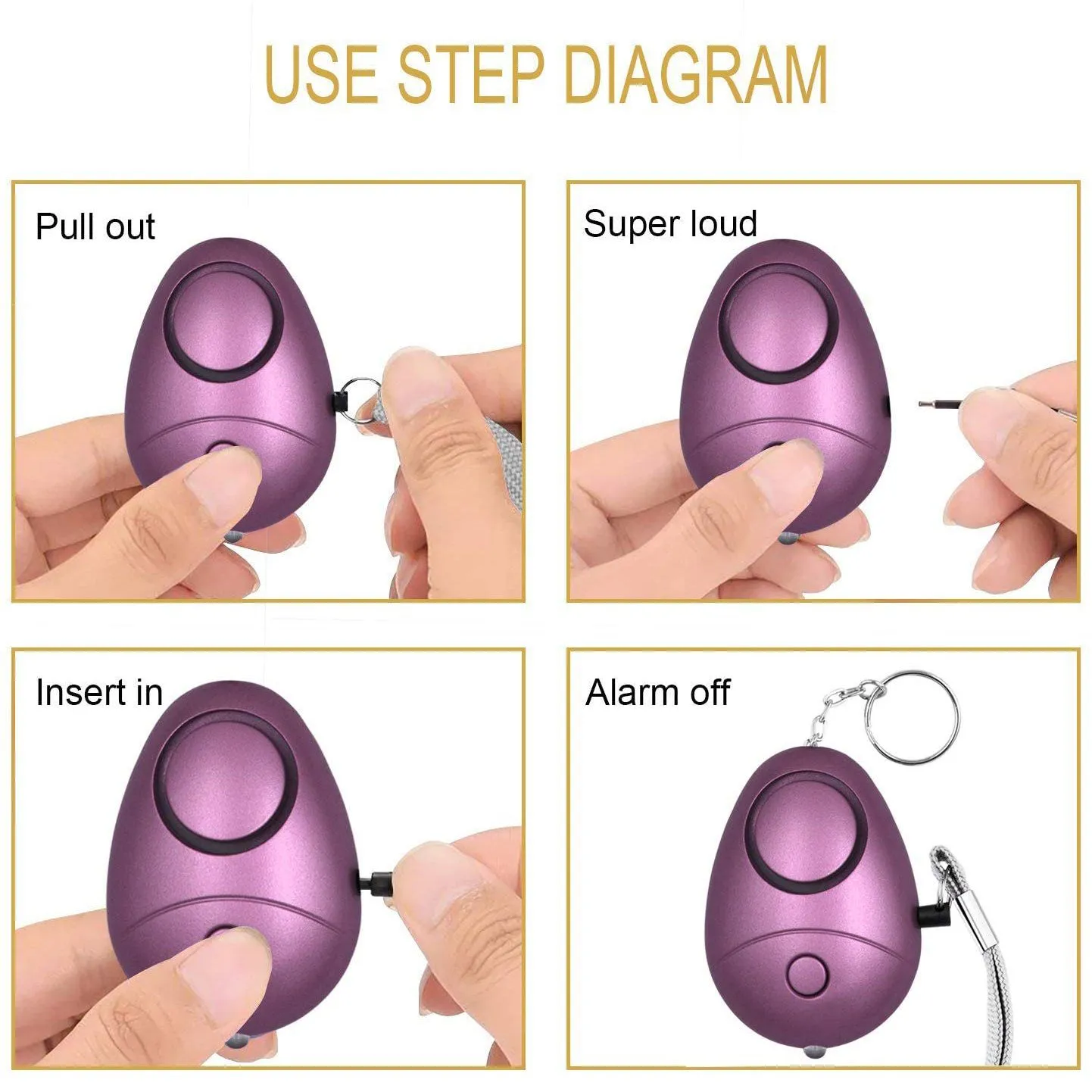 6-Pack: 140DB Personal Security Alarm Keychain with LED Lights