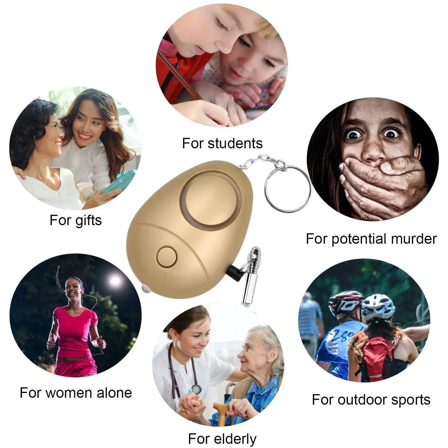 6-Pack: 140DB Personal Security Alarm Keychain with LED Lights