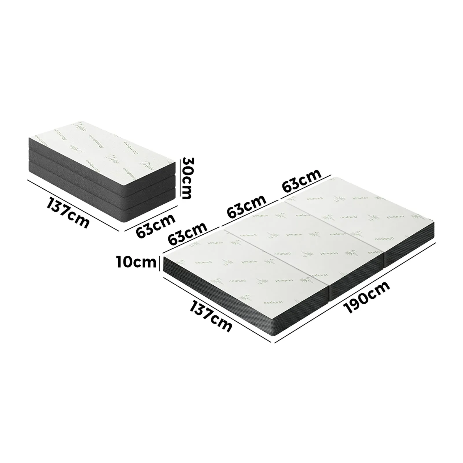 Bedra Folding Foam Mattress Sofa Bed Trifold Sleeping Mat Camping Cushion Double