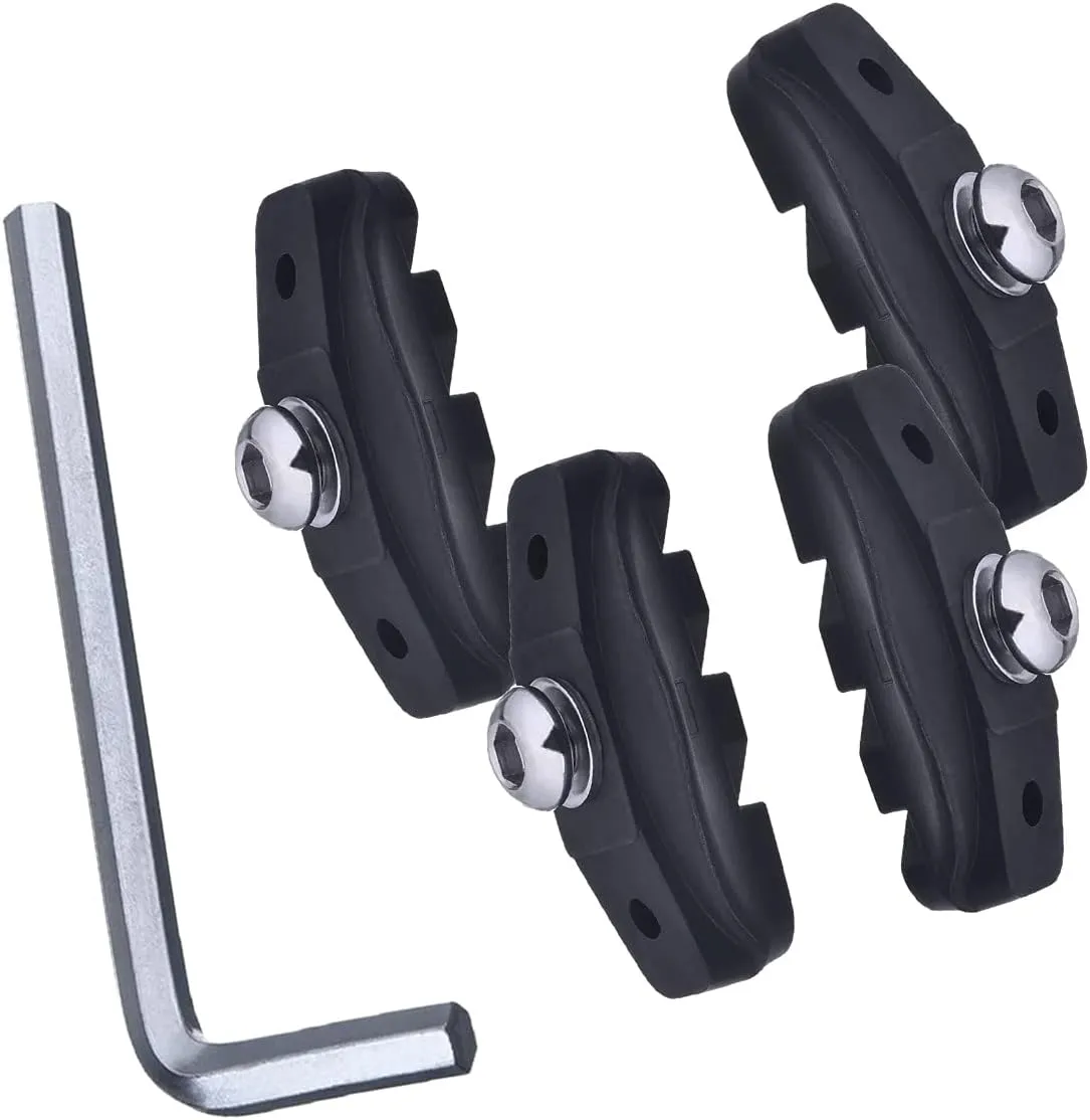 Bike Brake Pads 4 PCS with Installation Tool Caliper, Bicycle Brake Pads Ideal Road Brake Pads for Mountain Riders, C Shaped 50MM Pads for Mountain Bike Brake Pads, Reliable in Wet Condition
