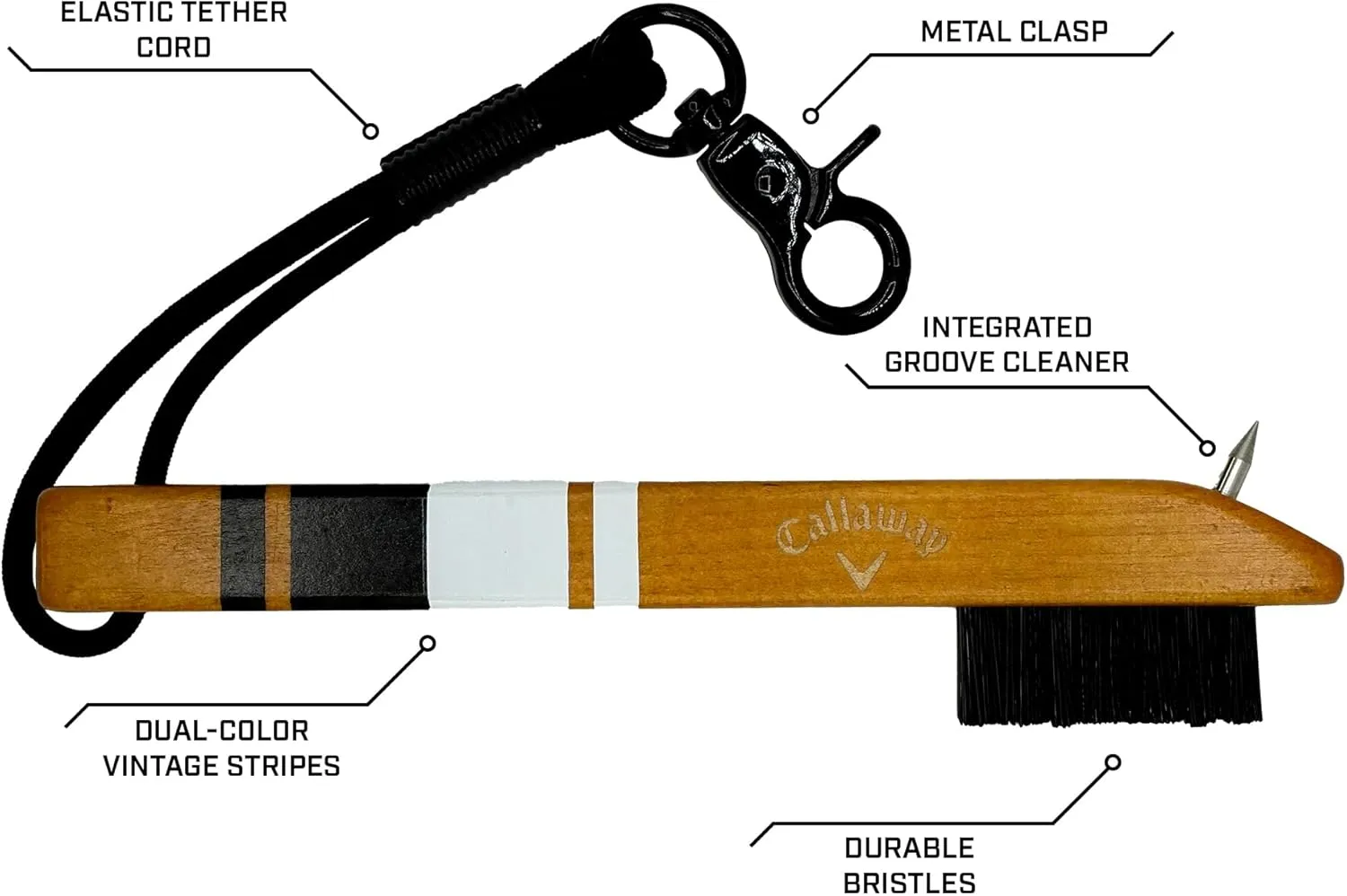 Callaway Heritage Wood Golf Club Brush with Groove Cleaner