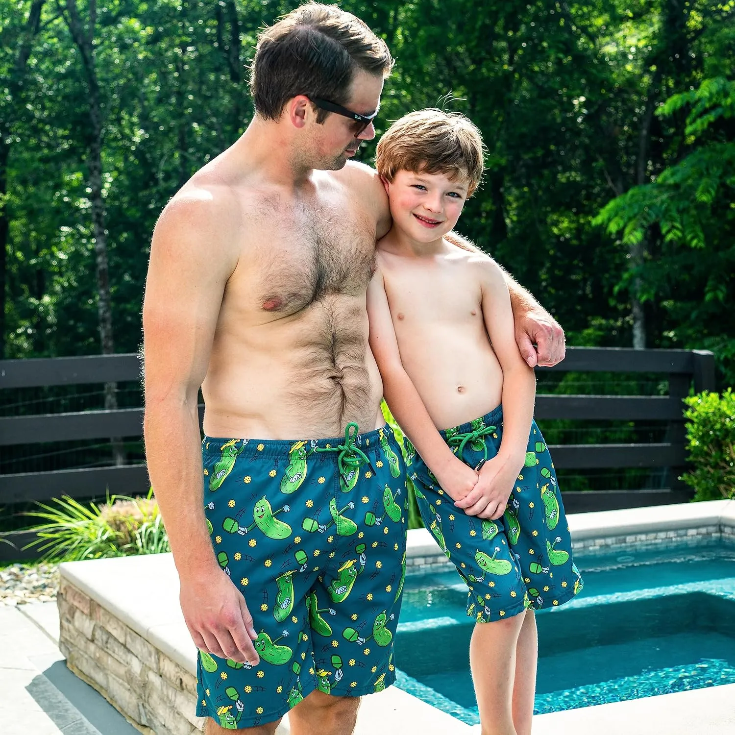 ChalkTalkSPORTS Pickleball Swim Trunks | Swim Board Shorts | Youth and Adult Sizes