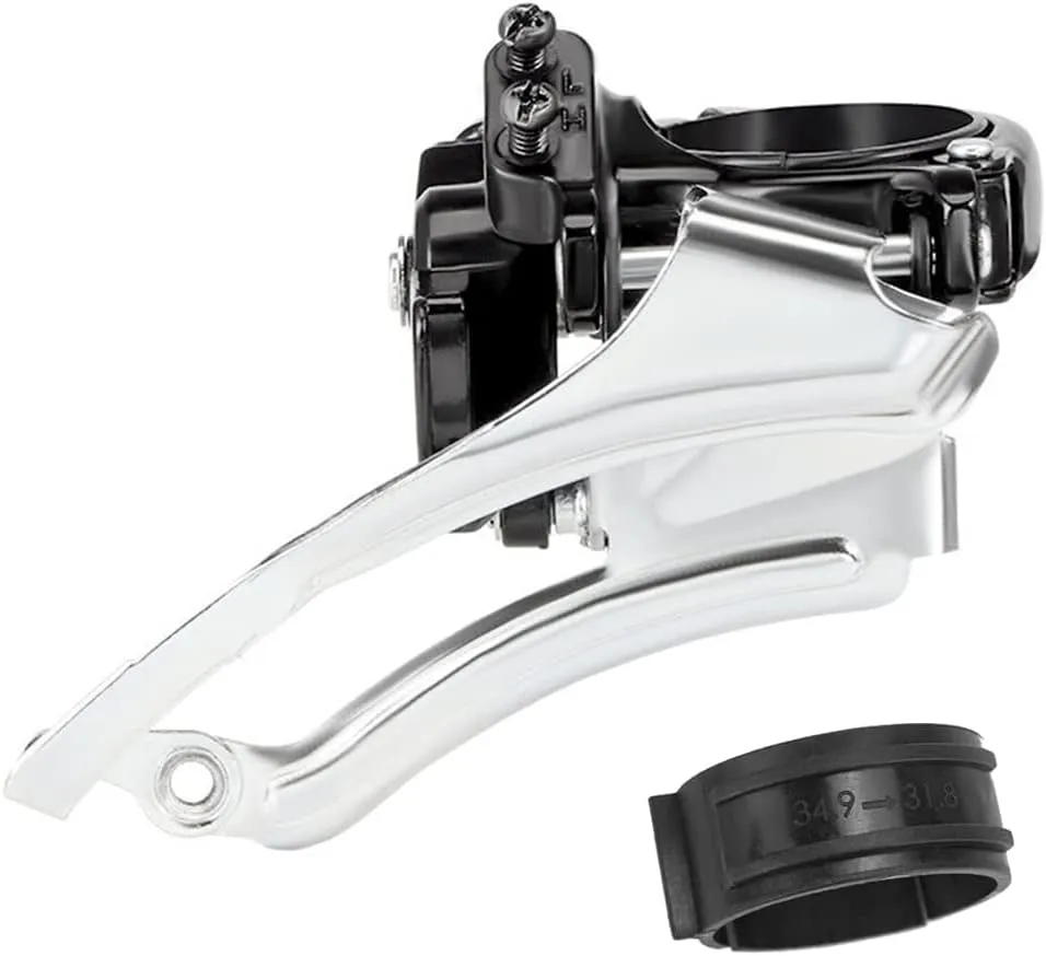 CYSKY Bike Front Derailleur 3 Speed Clamp on 34.9mm with Adapter for 31.8mm, Support Top or Bottom Pull Routing for MTB Road Bike