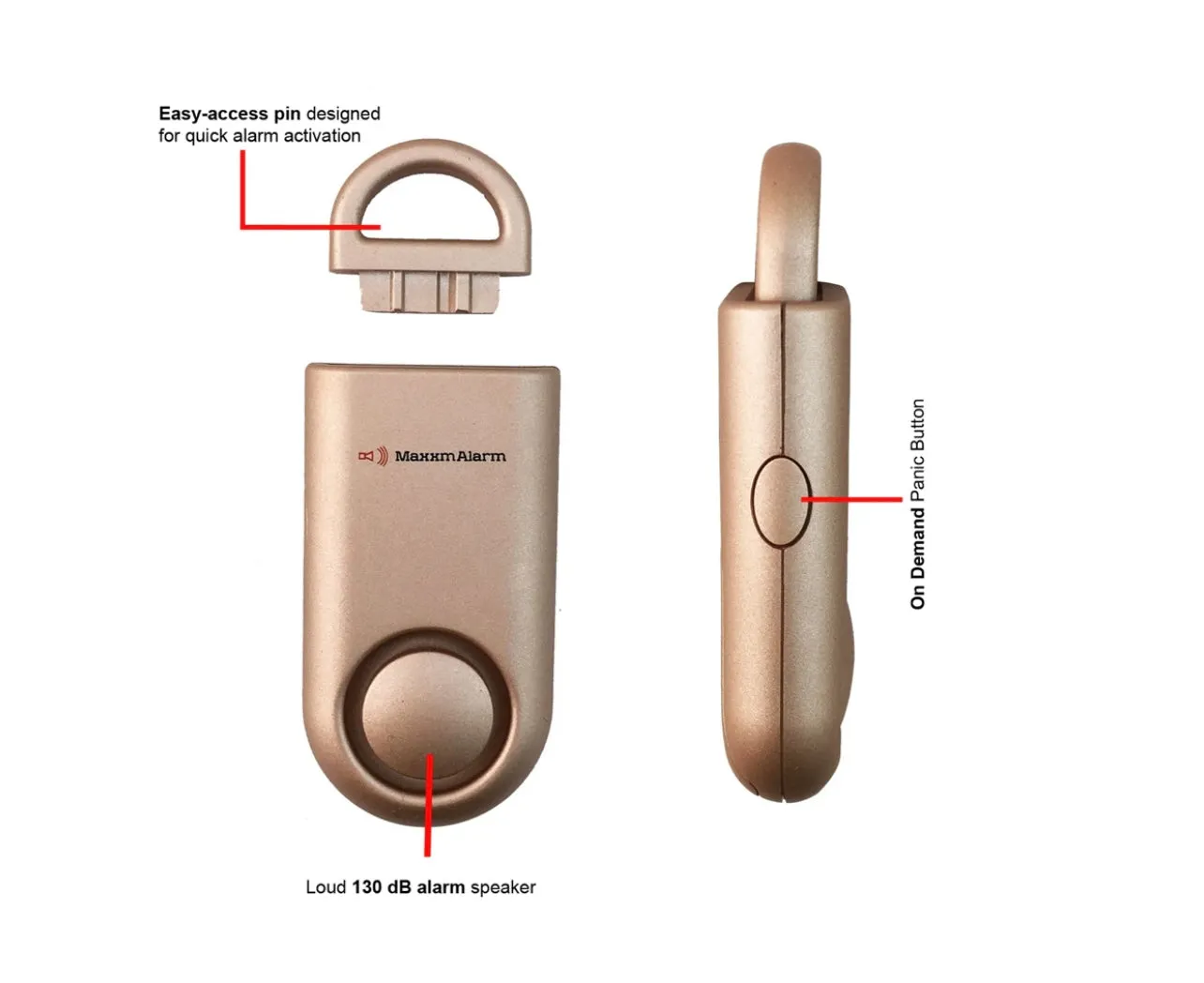 Eco Maxx Personal Security Alarm Matte Rose Gold