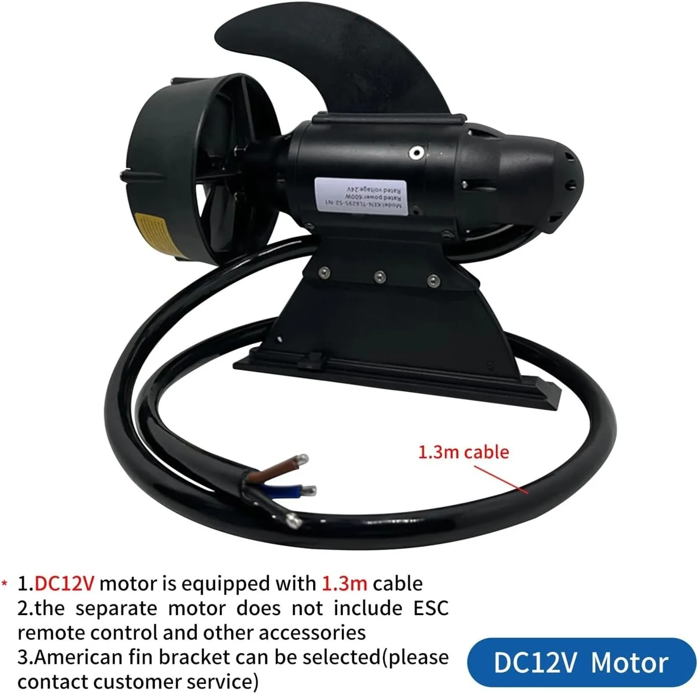Electric Fin with DC24V 12V Battery Stand Up Paddle Board Push Motor Brushless Underwater Thruster for SUP Surf Kayak for Inflatable,Paddle Boards,Fishing Boats