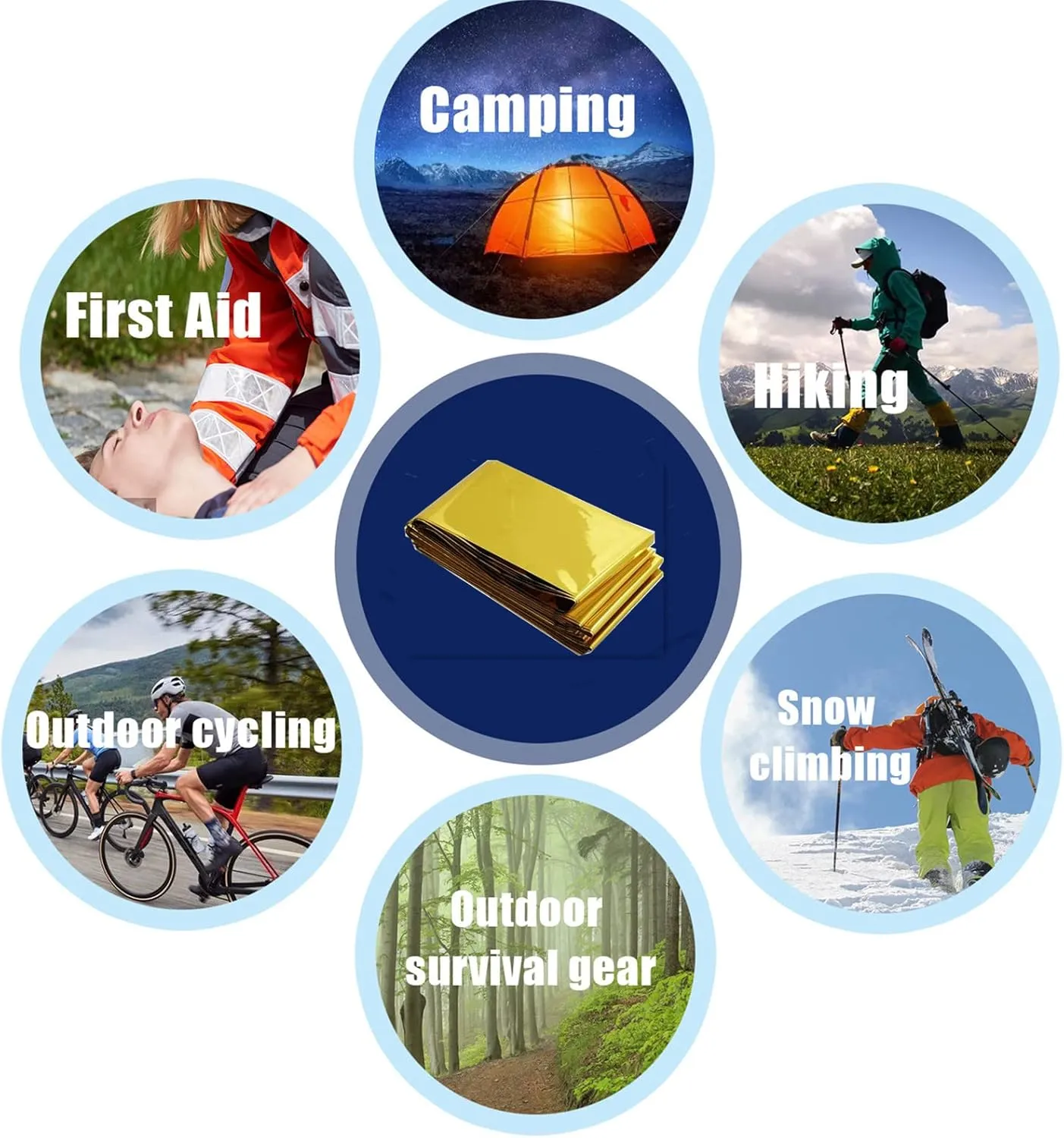 Emergency Mylar Thermal Blankets - Silver Gold Foil Space Blanket Survival Kit for Outdoors, Camping, Hiking, First Aid (Gold, 12pcs)