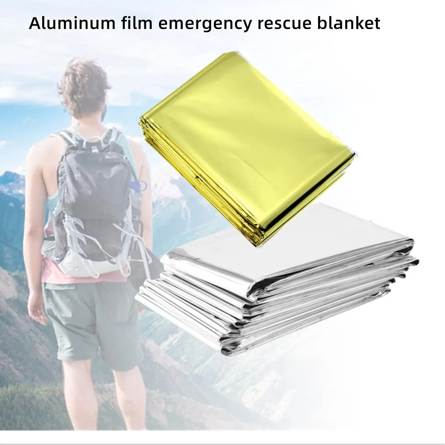 Emergency Mylar Thermal Blankets - Silver Gold Foil Space Blanket Survival Kit for Outdoors, Camping, Hiking, First Aid (Gold, 12pcs)