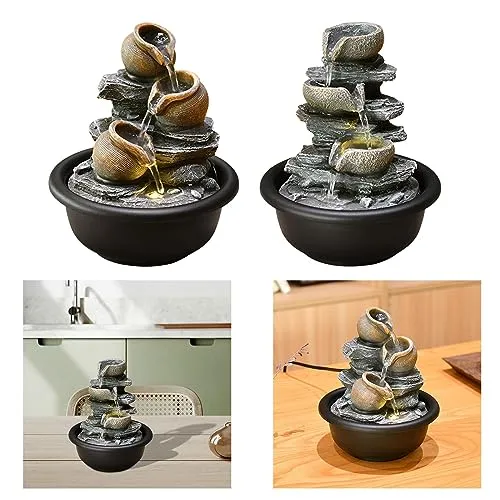 Enakshi Indoor Waterfall Fountains Meditation Relaxing Office Decor Desktop Fountain Round Pot|Home & Garden | Home D?©cor | Indoor Fountains
