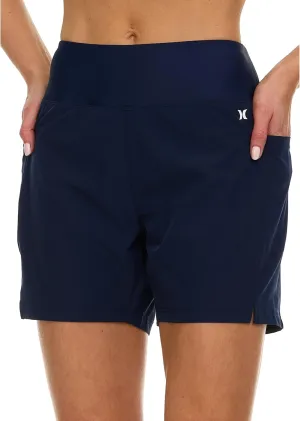 Hurley 5"/7" High Waisted Swim Shorts Women, Board Shorts with Pockets & Inner Liner, Quick Dry Swim Trunk, UPF 50 
