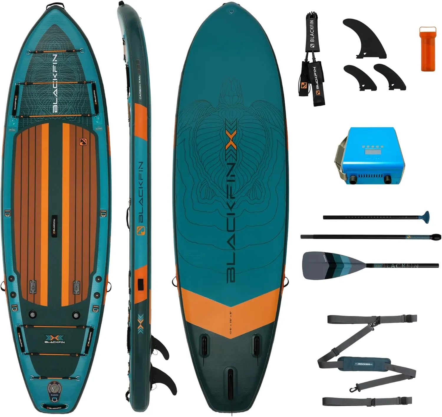 iROCKER Blackfin Model X 6.0 Inflatable Stand Up Paddle Board Premium SUP and Accessories Made for All Skill Levels, Enhanced Stability