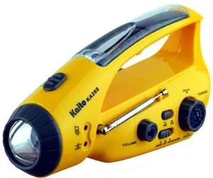 Kaito KA288 3-LED Solar/Wind-up Flashlight with AM/FM Radio