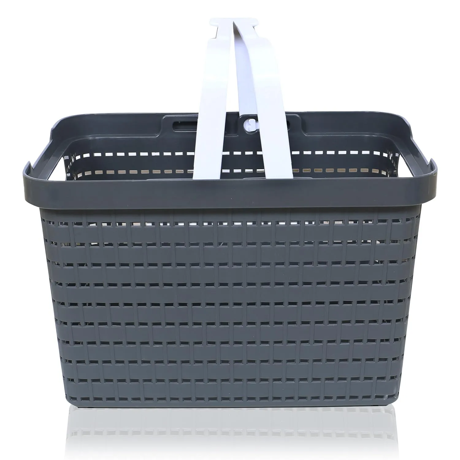 Kuber Industries Basket | Plastic Storage Basket for Fruits | Storage Basket for Picnic | Storage Basket for Kitchen | Stationery Storage Basket | FLORA-222 | Pack of 3 | Gray