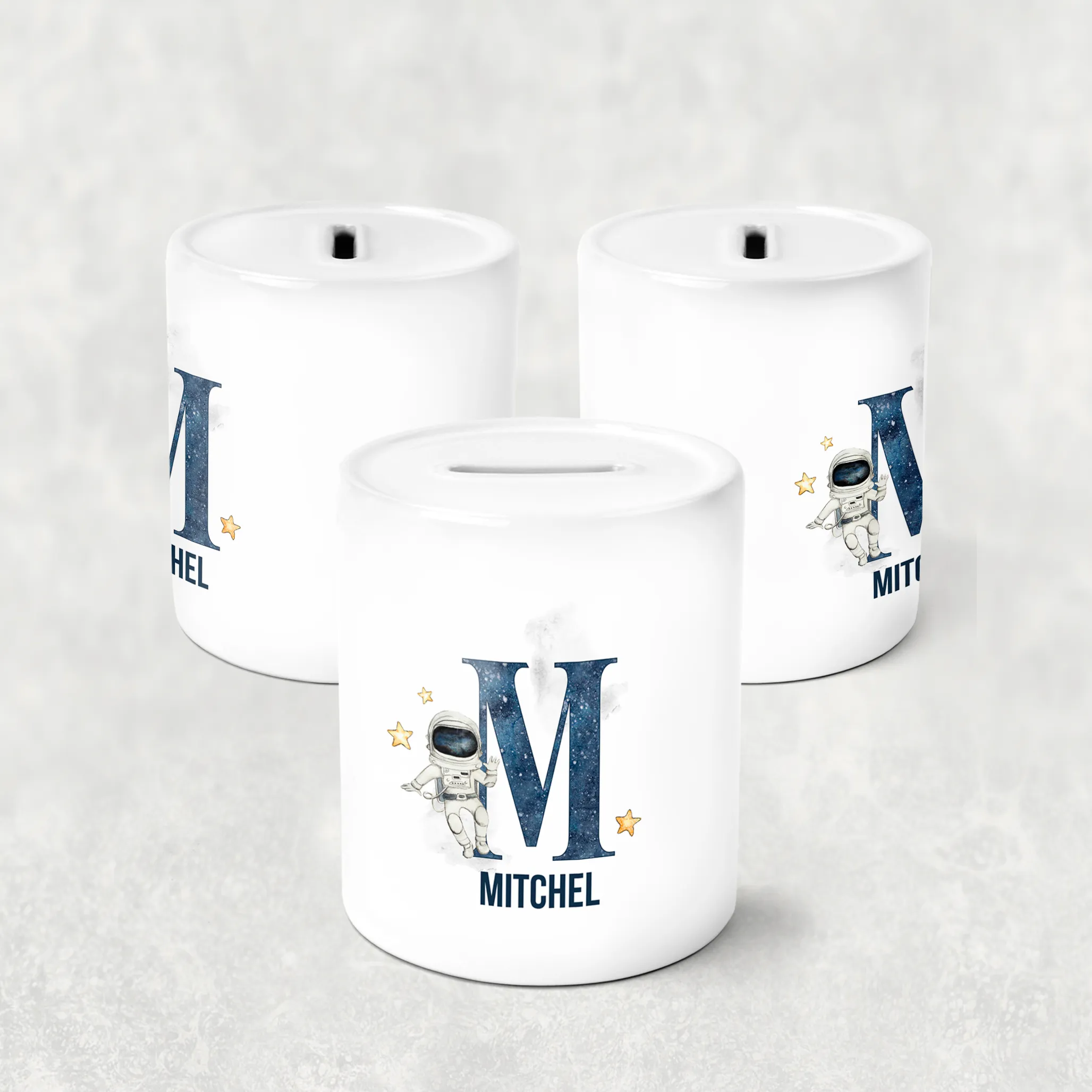 Space Alphabet Personalised Money Saving Pot