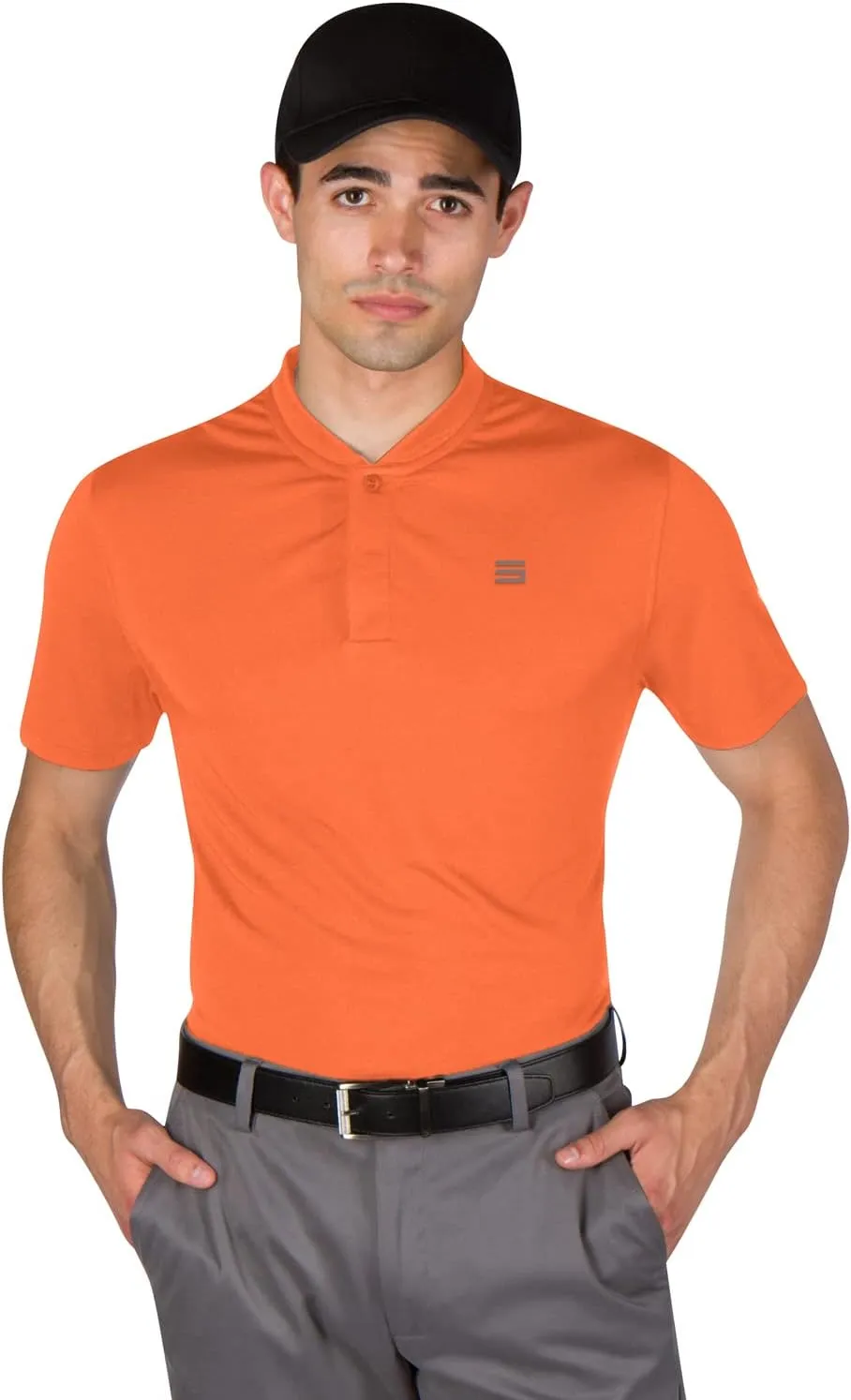 Three Sixty Six Men's Short Sleeve Collarless Golf Polo - Lightweight, Moisture-Wicking, Quick Dry, Stretch Fabric