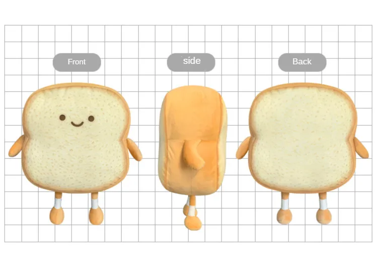 Toast Bread Couch Pillow Doll Expression Bag Children's Plush Toys